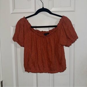 American Eagle Outfitters Terracotta Eyelet Blouse